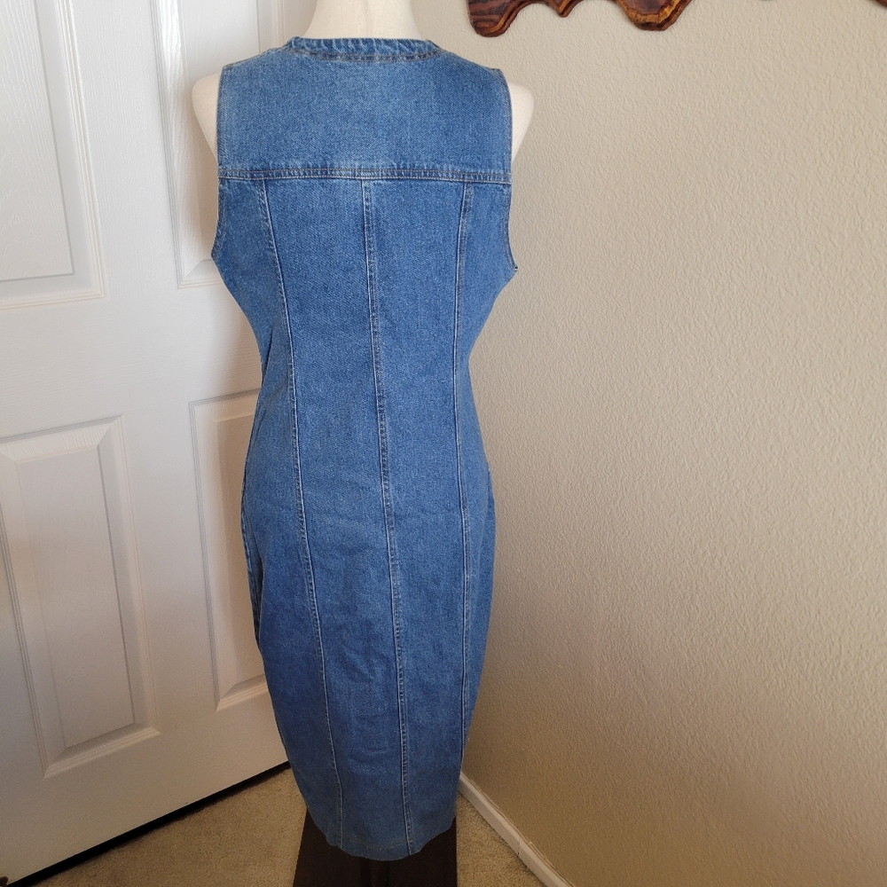 TRUE BLUE Denim Blue Jean Maxi Dress Vintage 90s y2k Western 100% Cotton Size M - Picture 11 of 15